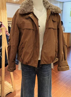 MLC美丽穿休闲风羊羔毛翻领派克服女加厚百搭显瘦外套