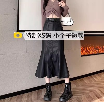 高腰显瘦中长款小皮裙半身裙