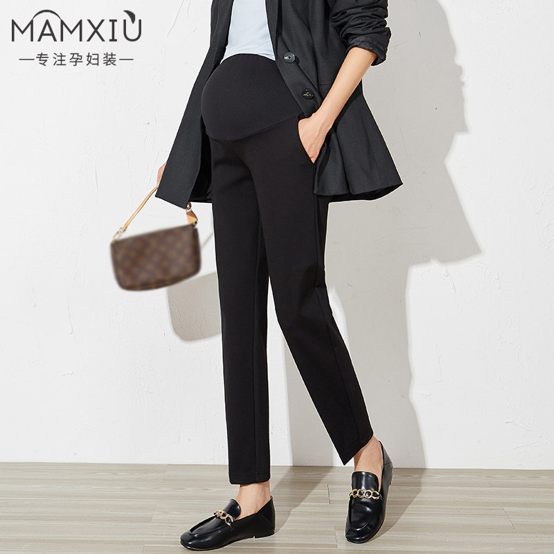 孕妇裤春秋外穿2023新款夏季潮妈时尚上班西裤黑色直筒孕妇托腹裤
