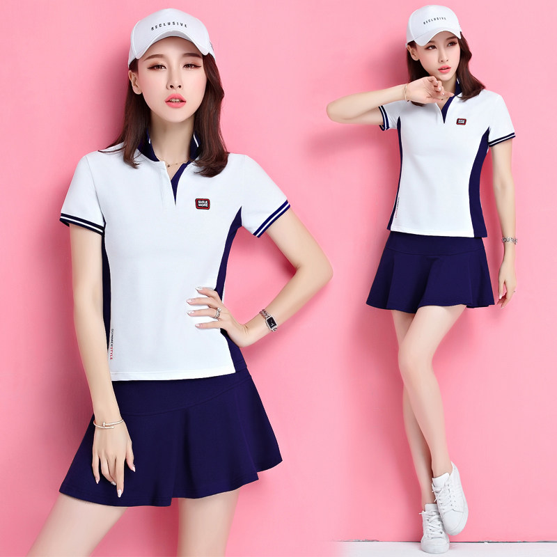 夏装羽毛球服套装女休闲裙裤网球服大码运动裙女网球裙女幼师园服