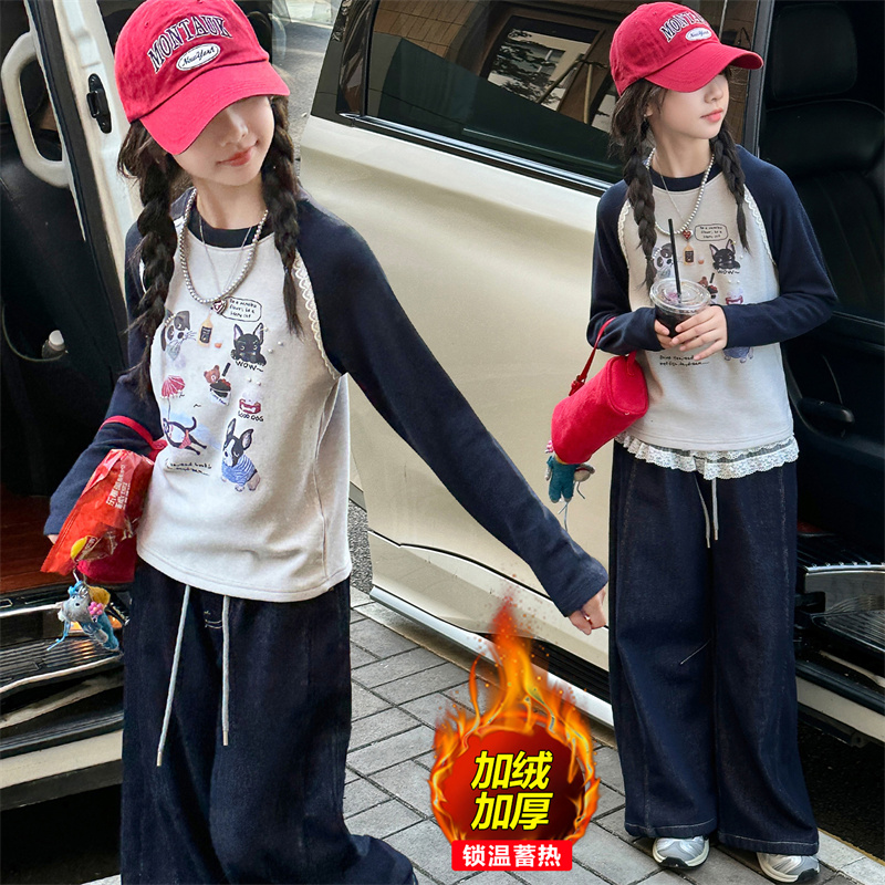 女童长袖T恤秋冬装2025新款