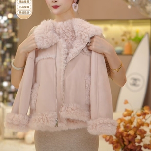 女童加绒外套秋冬装2025新款儿童皮毛一体加厚上衣冬装女孩毛毛衣