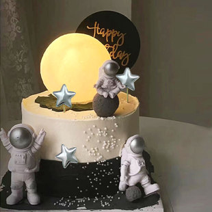 航空模型生日蛋糕装饰摆件宇航员航天探险队7件套火箭战斗机月球