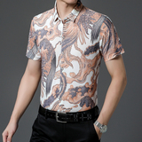 711新款男士短袖衬衫商务休闲时尚花衬衫上衣P35，男装衬衫，星座1615
