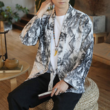 175风秋季新款男士外套复古开衫汉服P35模特图，男装衬衫，星座1615