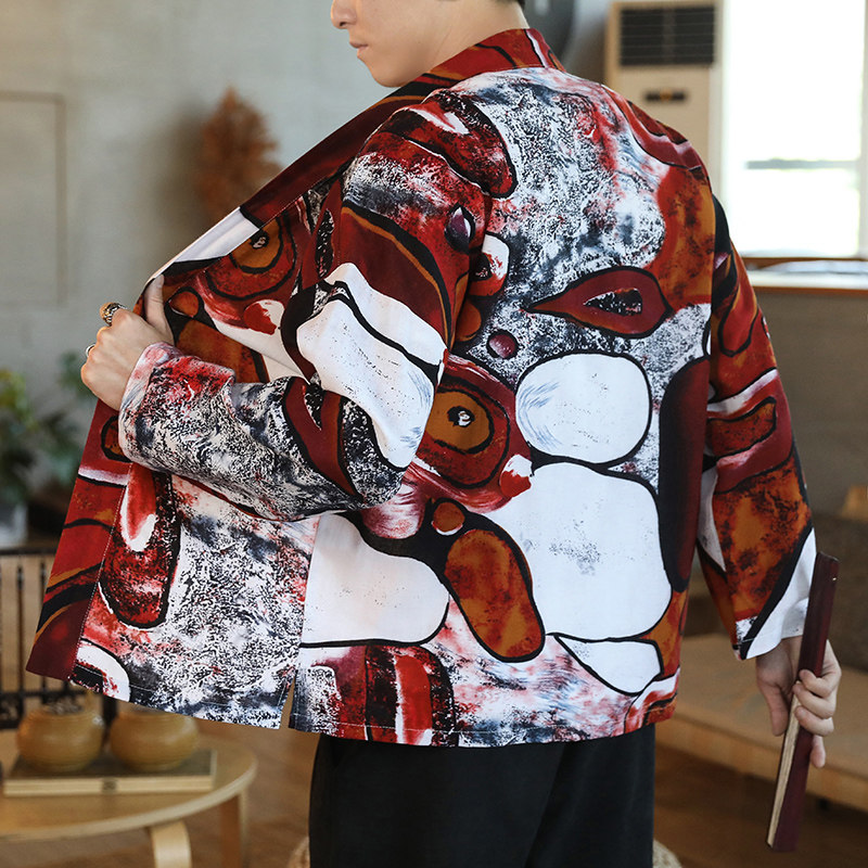 172风秋季新款男士外套复古开衫汉服P35模特图,男装衬衫,星座1615