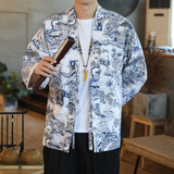 171风秋季新款男士外套复古开衫汉服P35模特图，男装衬衫，星座1615
