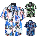 春季新款男士大码印花短袖衬衫P30挂拍C302-310组合图，男装衬衫，星座1615