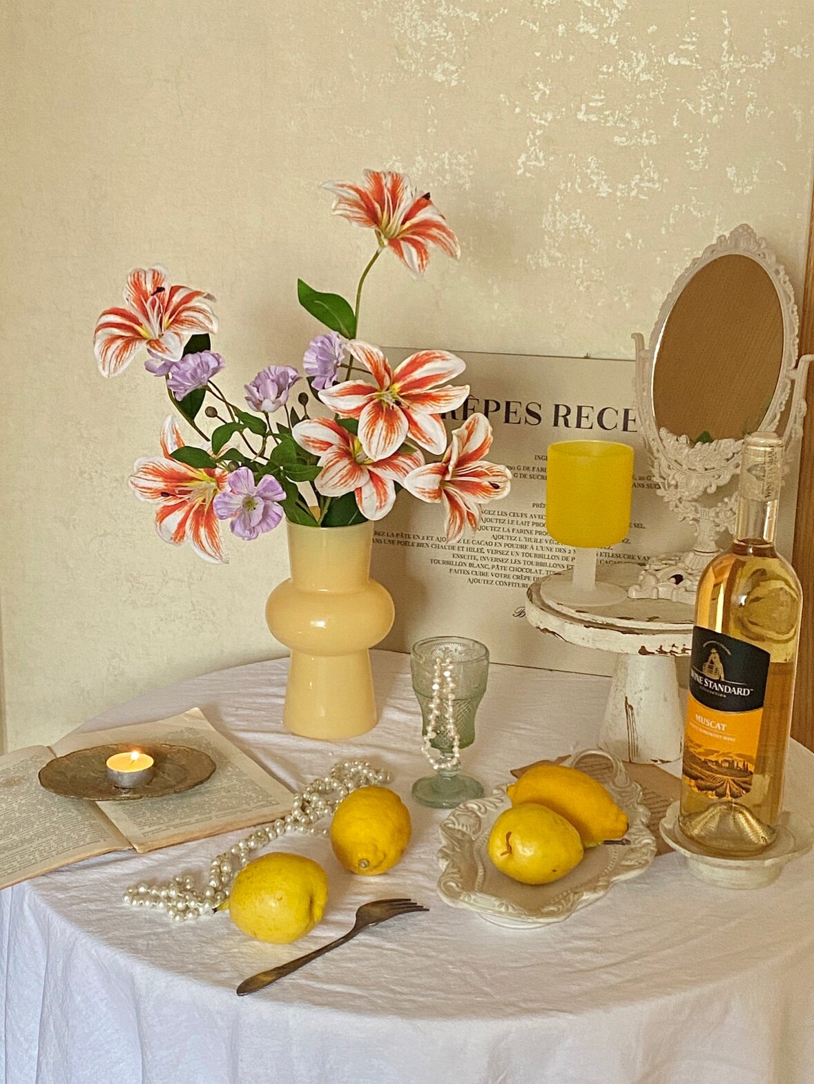 法式手感仿真花百合花假花高质感复古花艺插花装饰拍照mimiflower