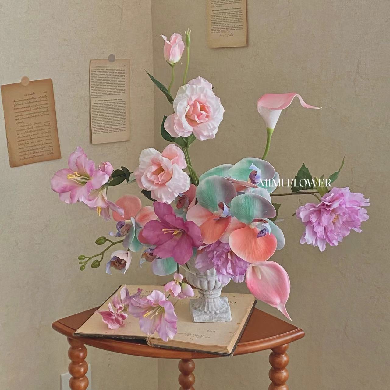 原创设计法式油画风仿真花桌花