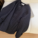 muzi 极简Row风超轻便保暖双头拉链绗缝竖条棉服 黑马小棉服