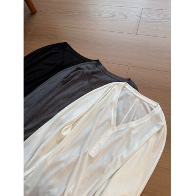 “纸片人面膜tee”天丝桑蚕丝清凉细腻显瘦松弛感长袖防晒T恤女