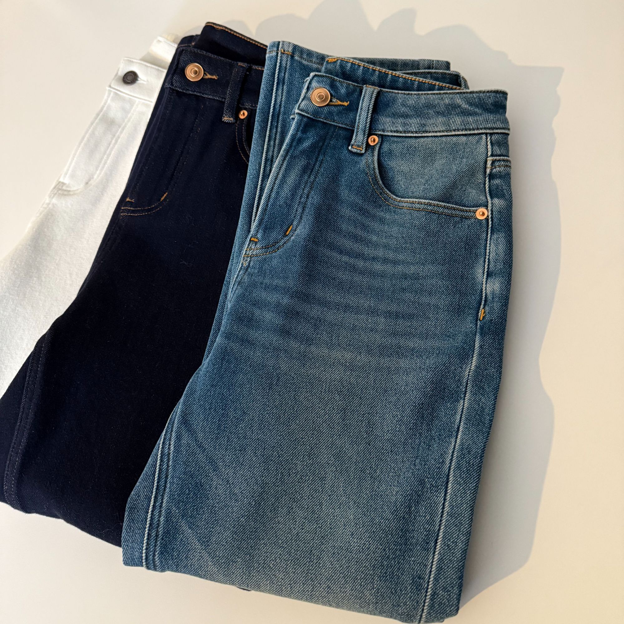 muzi“神牛加绒版”高端线～进口莱卡四面弹显瘦直筒九分牛仔裤