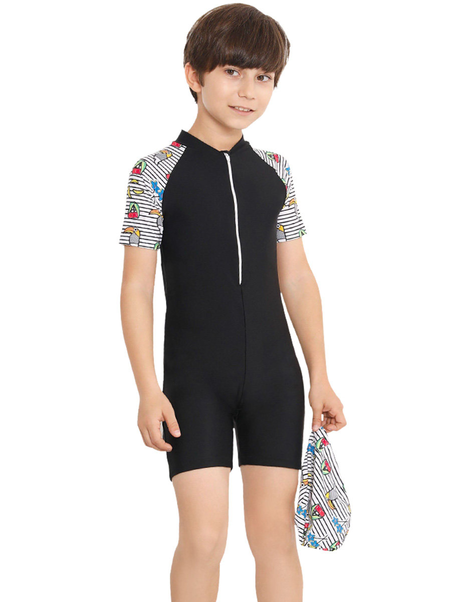 英发儿童连体平角泳衣裤卡通男女童高弹舒适游泳衣学生大平角泳装