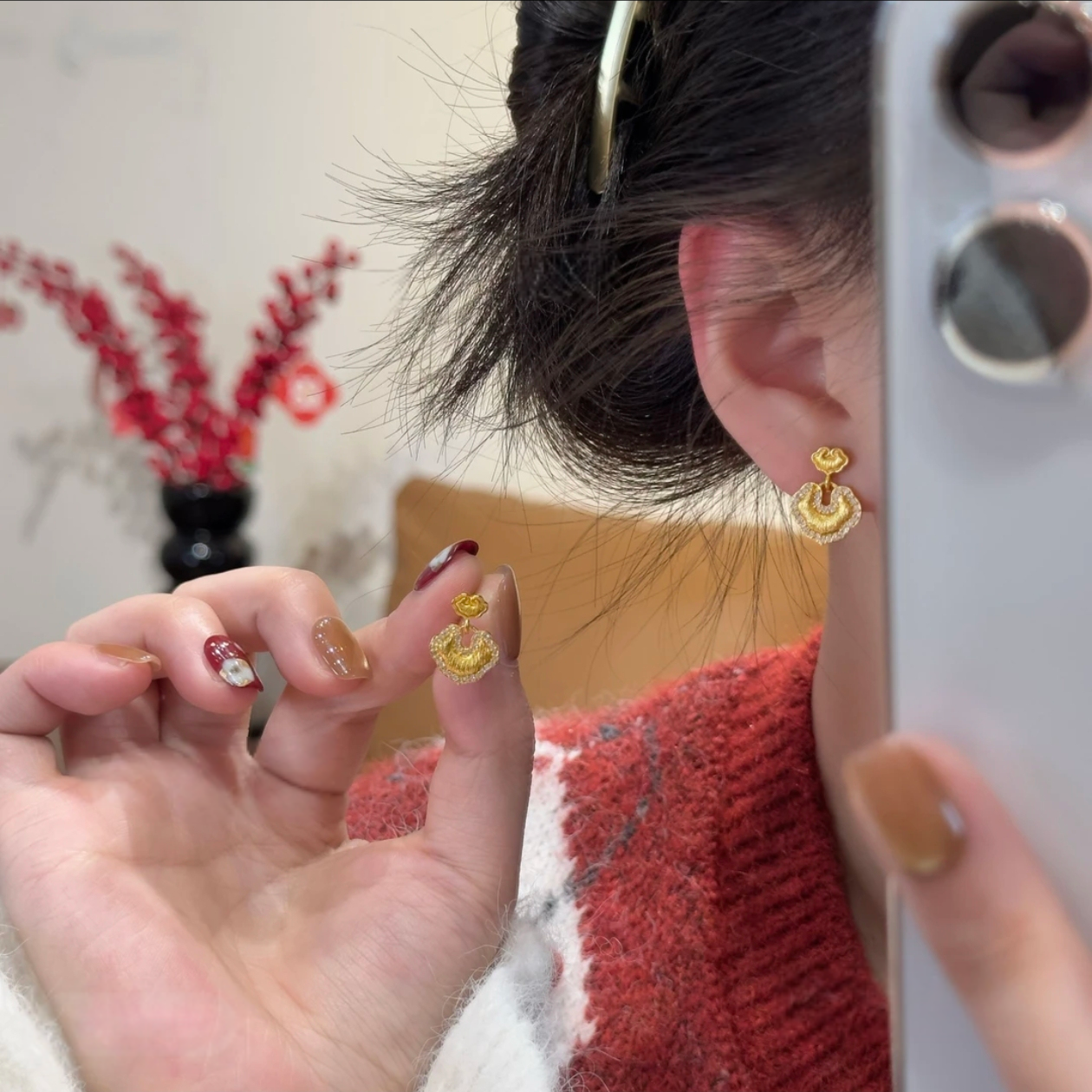 金色祥云耳钉女2026新款爆款时尚精致百搭耳饰,饰品/流行首饰/时尚饰品新,耳钉,淘宝优惠券,粉丝福利购,淘宝优惠卷