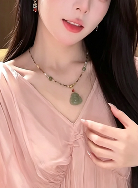 绿色佛公串珠时尚百搭项链女