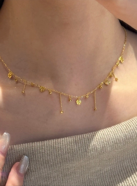 金色爱心流苏时尚百搭项链女