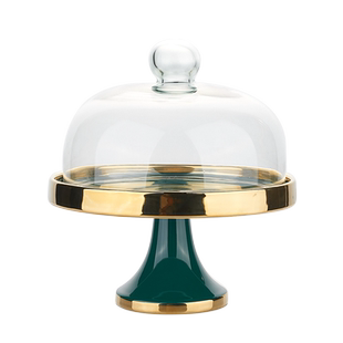 蛋糕托盘甜品台展示架糕点面包水果玻璃罩试吃盘带盖高脚点心摆台