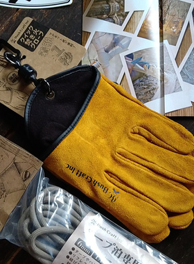 正品授权日本BushCraft 户外露营牛皮手套速脱磁力扣复古四季手套