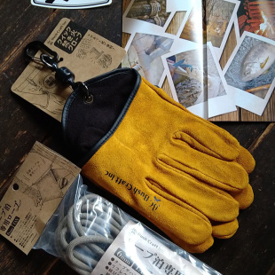 正品 手套 授权日本BushCraft 户外露营牛皮手套速脱磁力扣复古四季