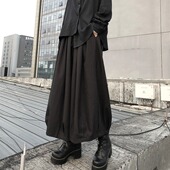 山本暗黑日系松紧腰长裤 子 裤 女宽松2024高腰休闲阔腿裤 裙男女同款