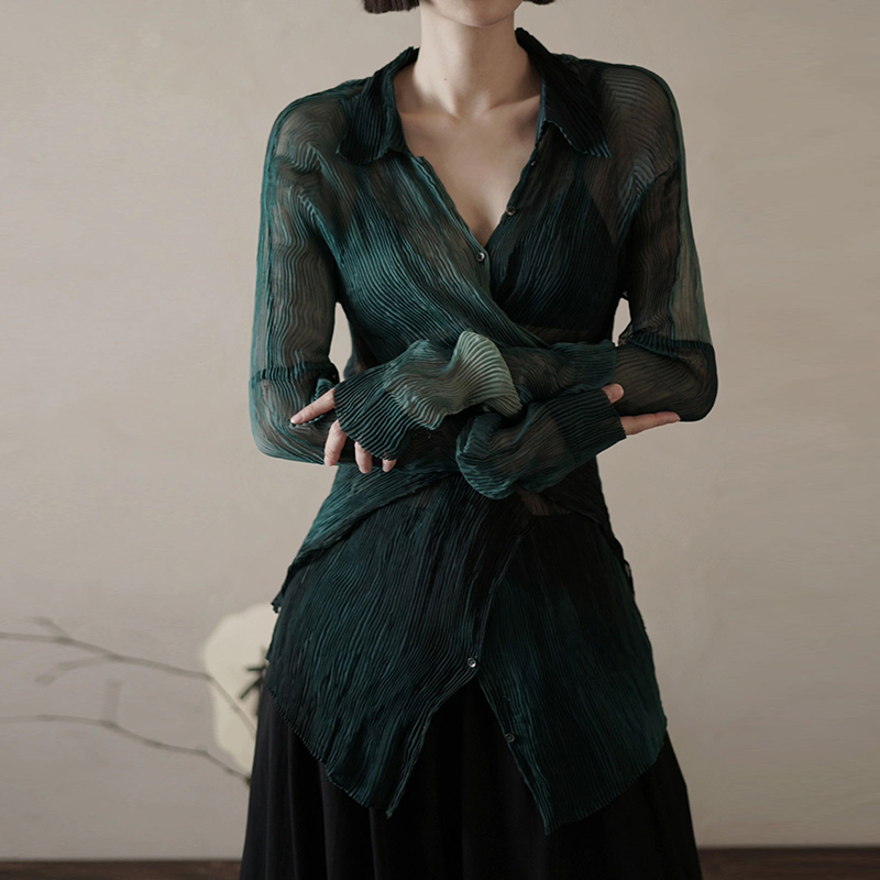 2024夏季微透薄款防晒衫长袖扎染
