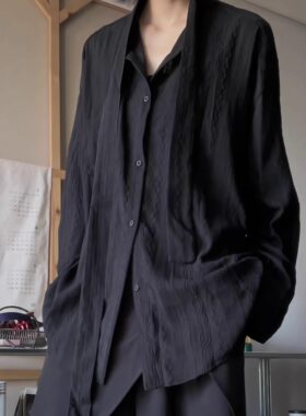 无性别复古小众镂空肌理宽松衬衫