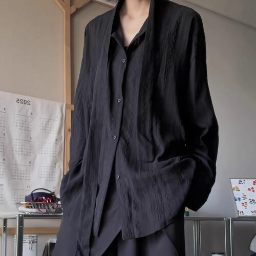 无性别复古小众镂空肌理宽松衬衫