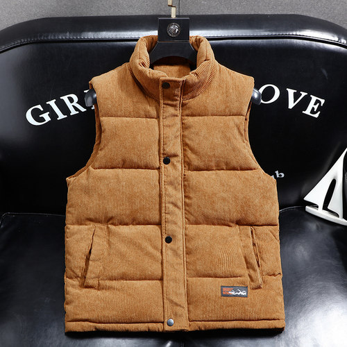 棉马甲男秋冬季新款加厚灯芯绒坎肩保暖羽绒棉背心情侣无袖外套潮