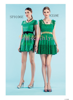 2023夏女新款女装网纱钉珠绣花气质连衣裙洋装SF9016E