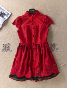 高贵典雅修身 专柜正品 红色连衣裙9602E 春装 箩伦诗新款