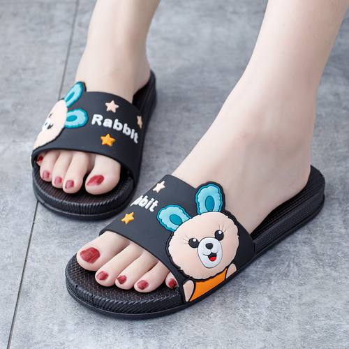 塑胶平跟卡通可爱INS风女士拖鞋