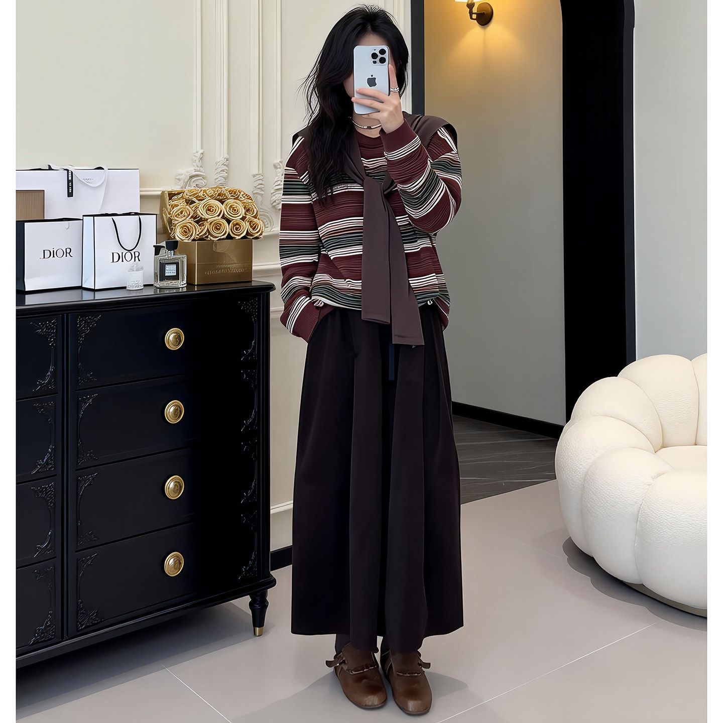 小个子穿搭八分松紧腰阔腿裤裙女2026春秋季新款休闲裤独特超好看