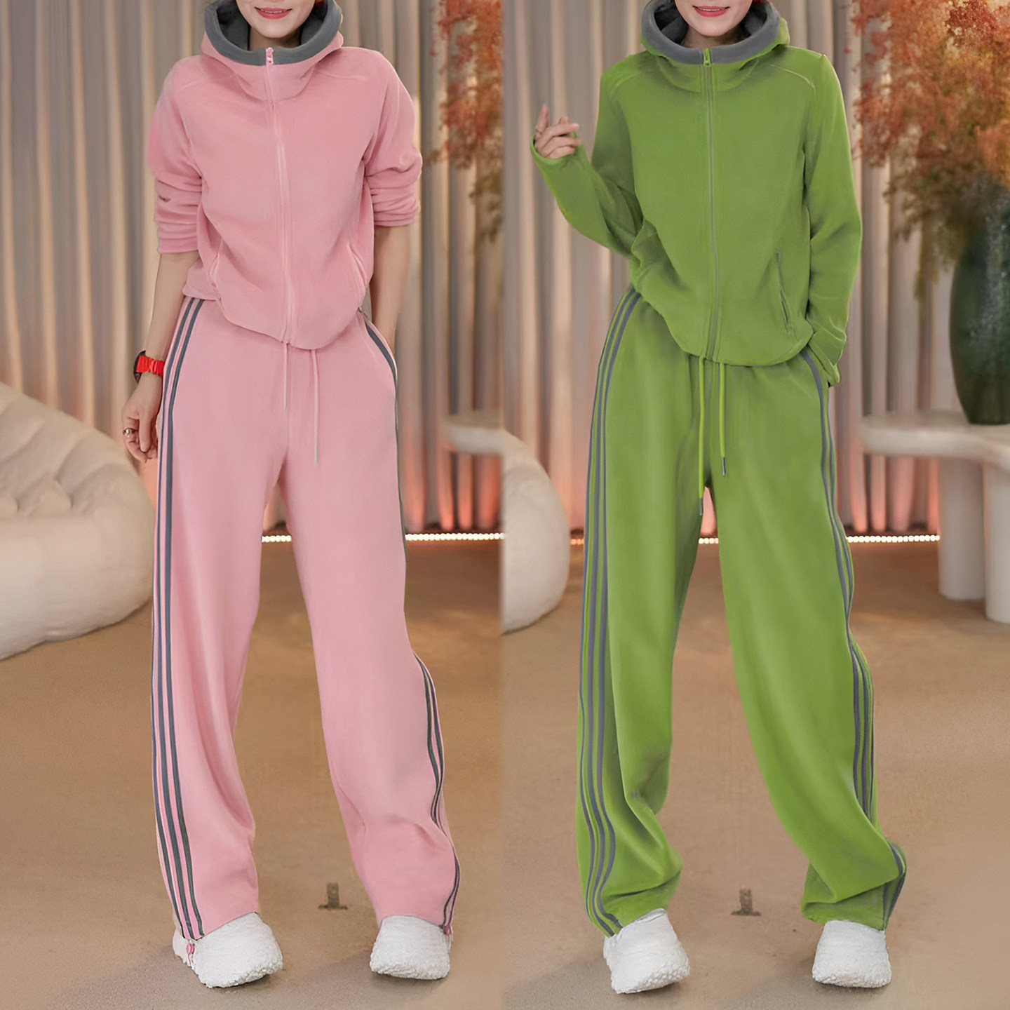 运动套装加绒加厚卫衣卫裤两件套