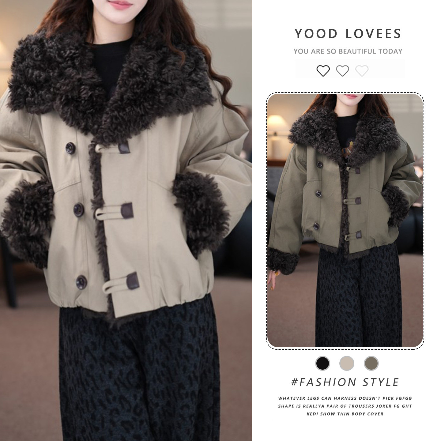 复古加厚撞色毛领棉服女2026冬季新款小个子时尚百搭保暖洋气外套