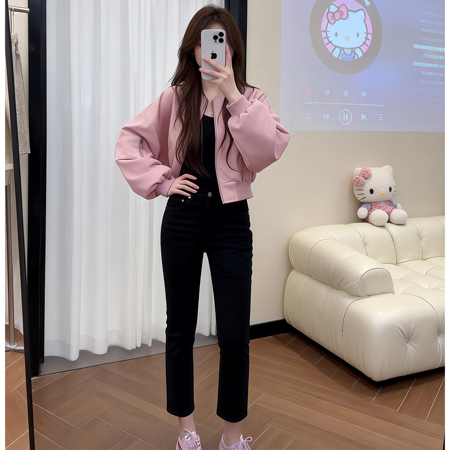 上衣外套休闲高腰直筒裤套装