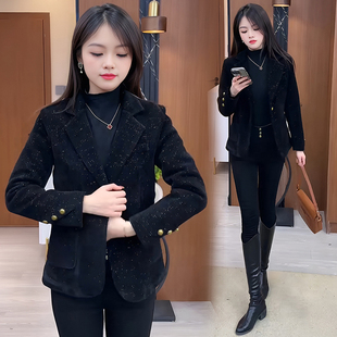 韩版洋气亮闪闪西装女2026春秋新款红色拜年服收腰修身显瘦外套潮