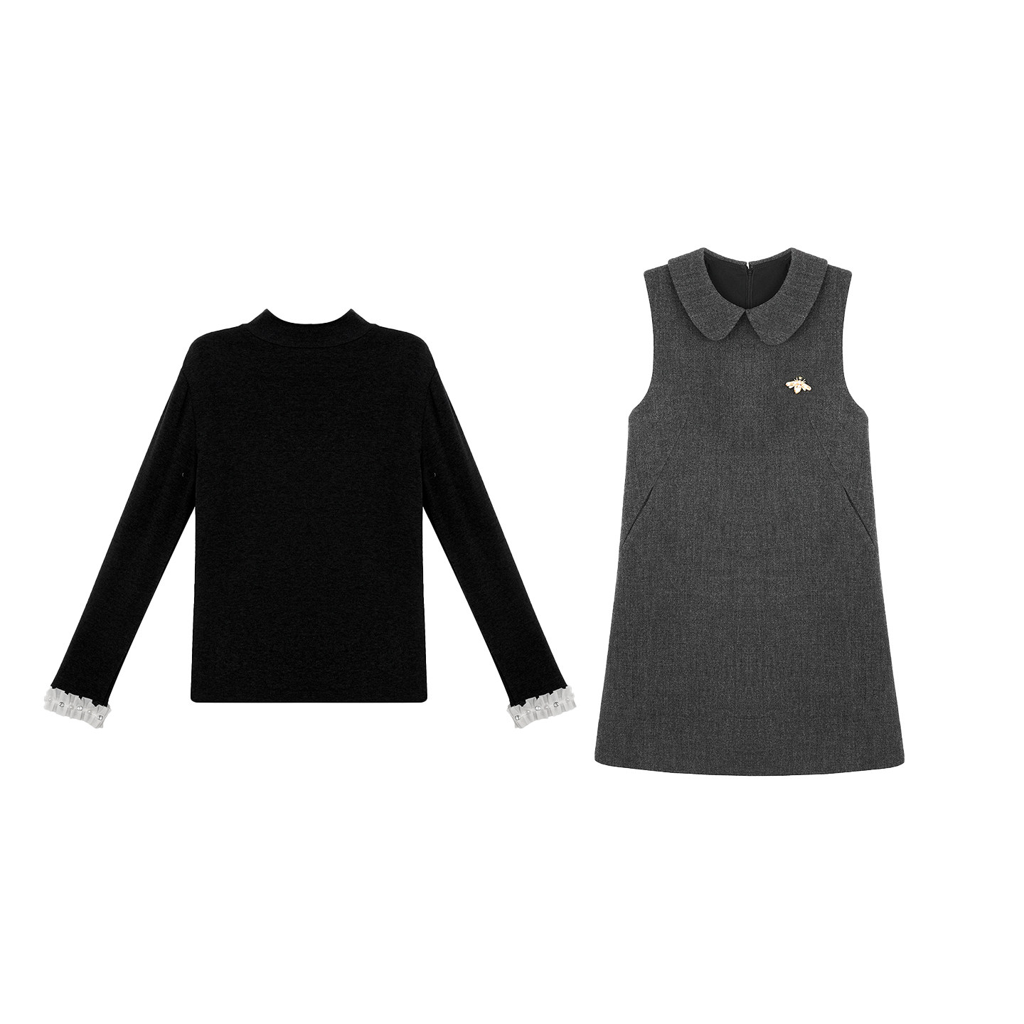 小个子新款秋冬套装圆领打底衫气质毛呢背心裙女洋气时髦两件套潮,女装/女士精品,时尚套装,淘宝优惠券,粉丝福利购,淘宝优惠卷