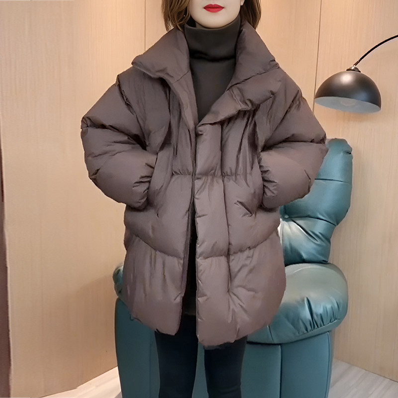 韩版时尚加厚棉服中长款外套女冬季2026新款休闲宽松保暖面包服