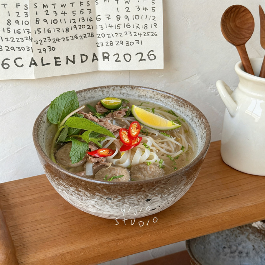 一家小店 一人食的幸福感 日杂风手作面碗泼墨饭碗 侘寂风餐具