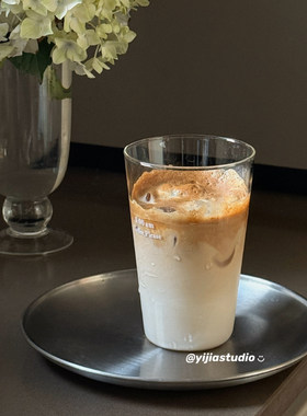 一家小店 轻薄透亮 耐热玻璃杯 美式拿铁咖啡杯冷饮果汁杯 可热水