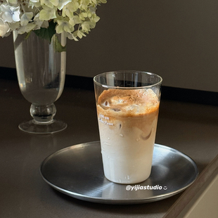 一家小店 轻薄透亮 耐热玻璃杯 美式拿铁咖啡杯冷饮果汁杯 可热水