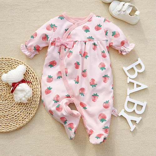 女宝公主连体衣纯棉春秋连袜哈衣