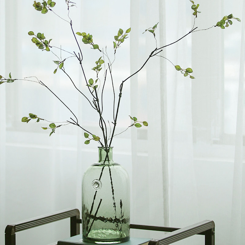 北欧秋叶仿真枯树枝干带叶绿色植物客厅餐桌花瓶插花假花装饰摆件