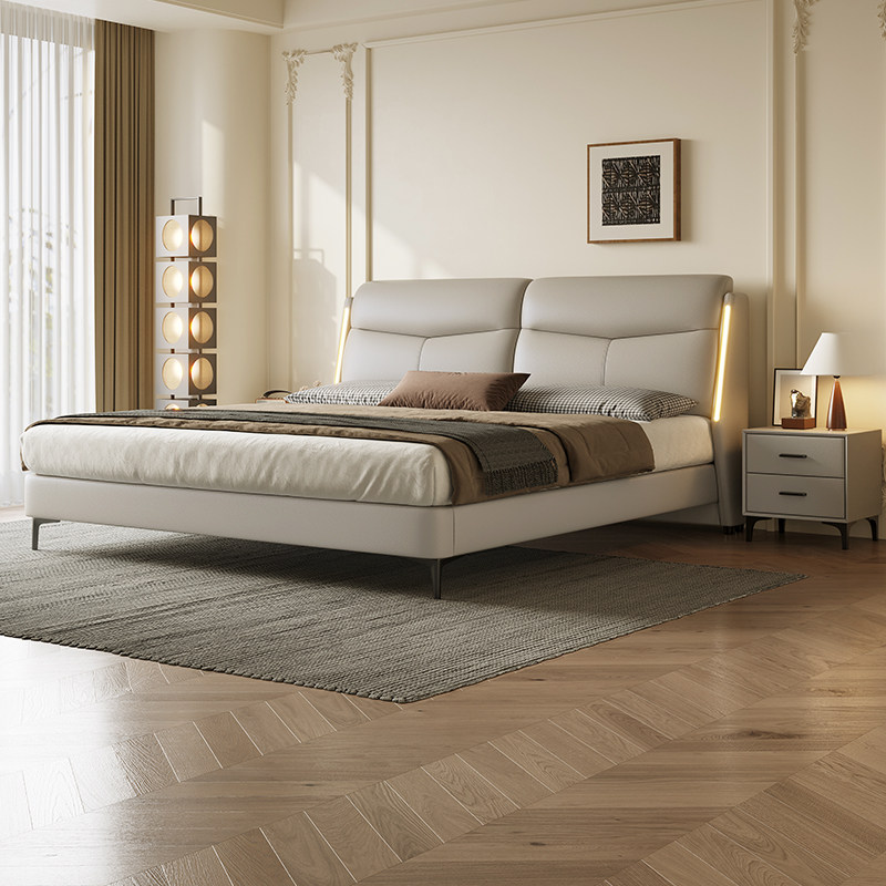 馨佰利皮床1米8双人床现代简约主卧大床可储物软靠包新款卧室婚床