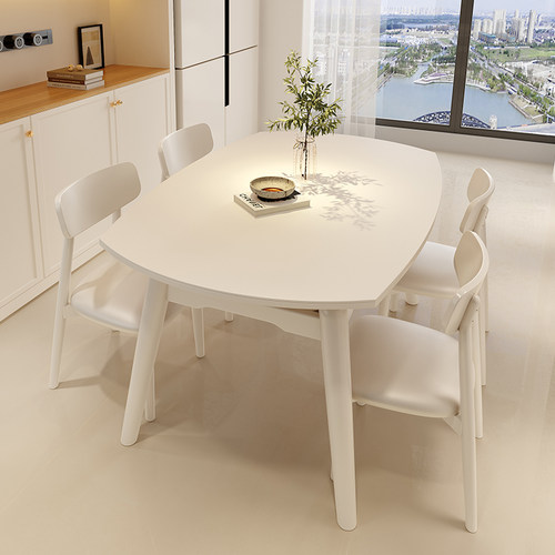 馨佰利奶油风实木餐桌