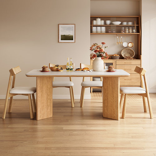 馨佰利岩板餐桌椅2024新款桌子客厅家用小户型现代简约实木方形桌