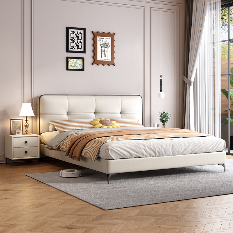 馨佰利真皮床现代简约可储物皮床