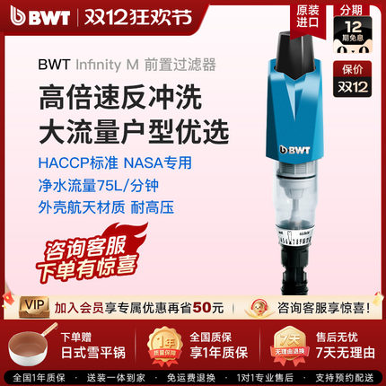 BWT倍世进口前置过滤器 家用自来水净水器反冲洗大流量Infinity M