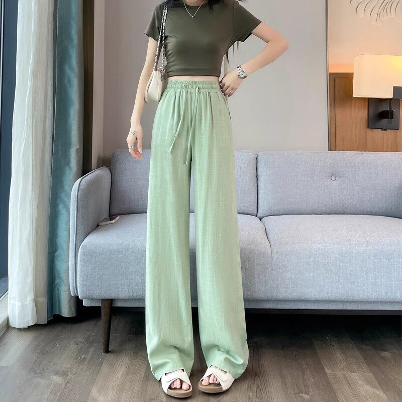 浅绿色阔腿裤女夏季薄款2025休闲裤